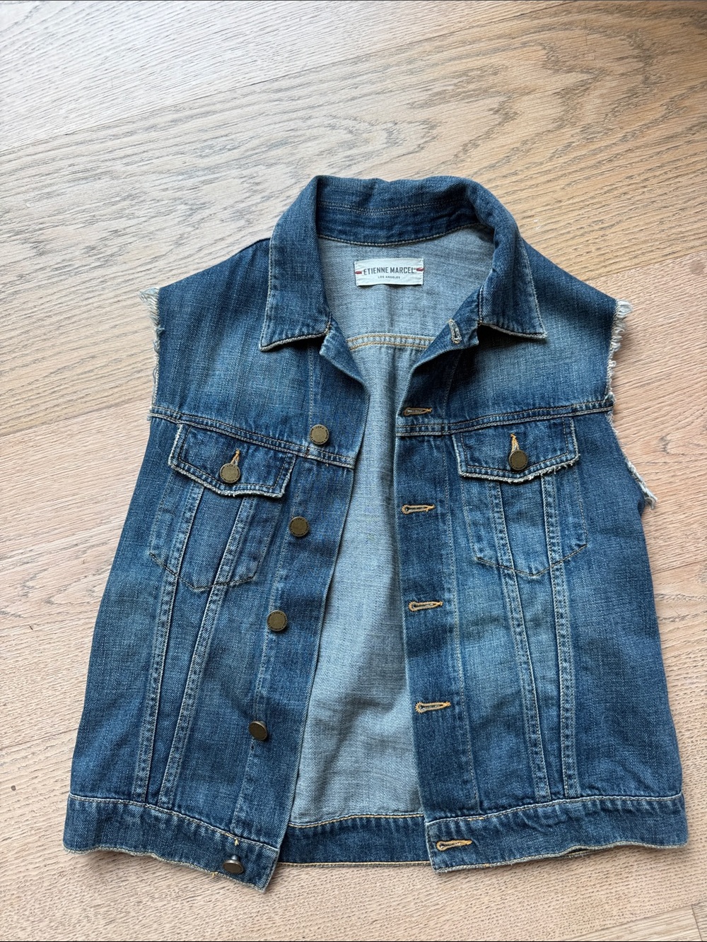 Etienne Marcel Women's Blue Denim Sleeveless Jean Jacket